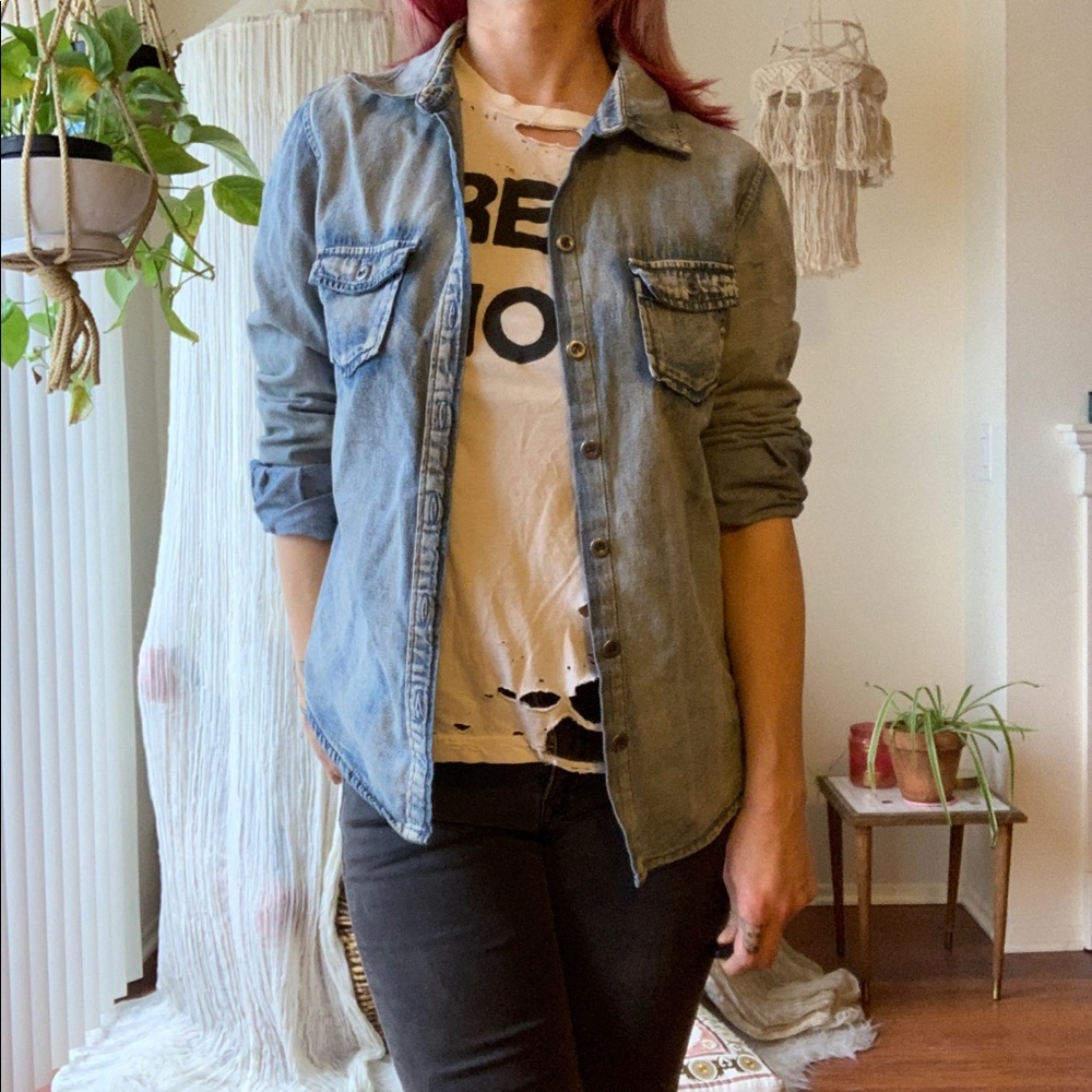 Button down denim shirt
